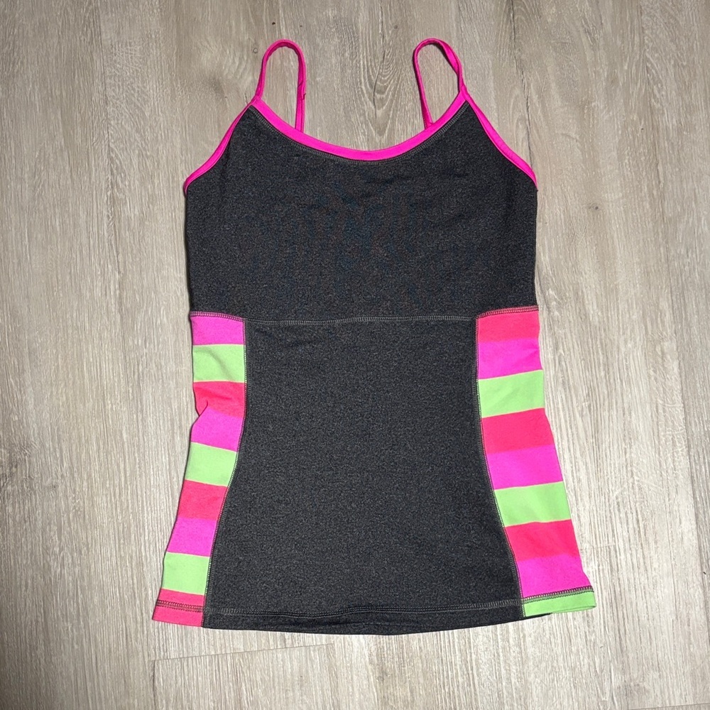 Triple Flip Black Camisole with Pink and Green Stripes
